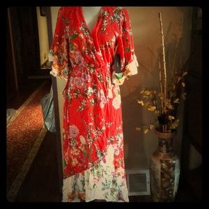 NWT summer floral wrap dress size small